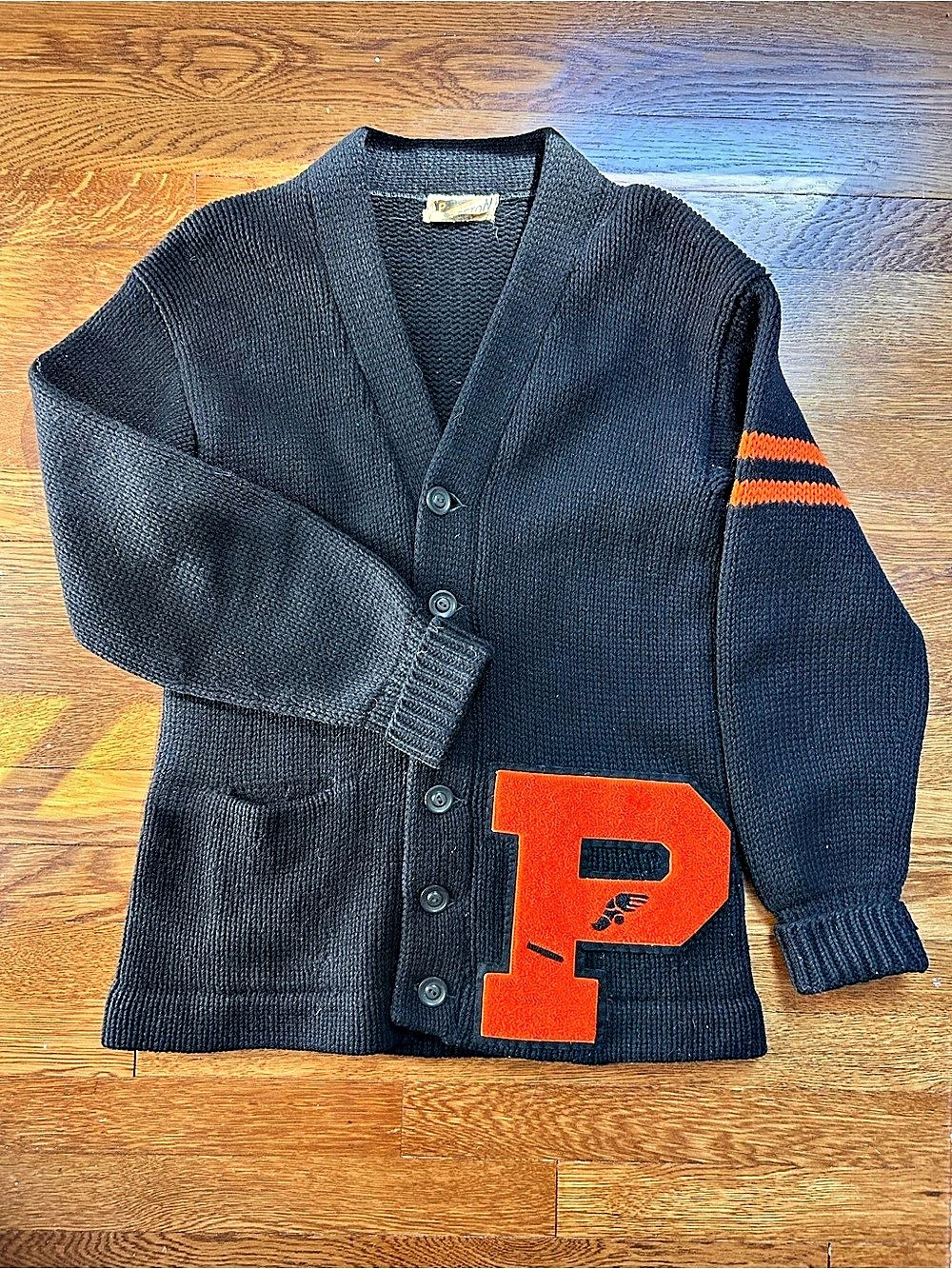 Vintage 1940’s Princeton Navy & Orange Varsity Cardigan